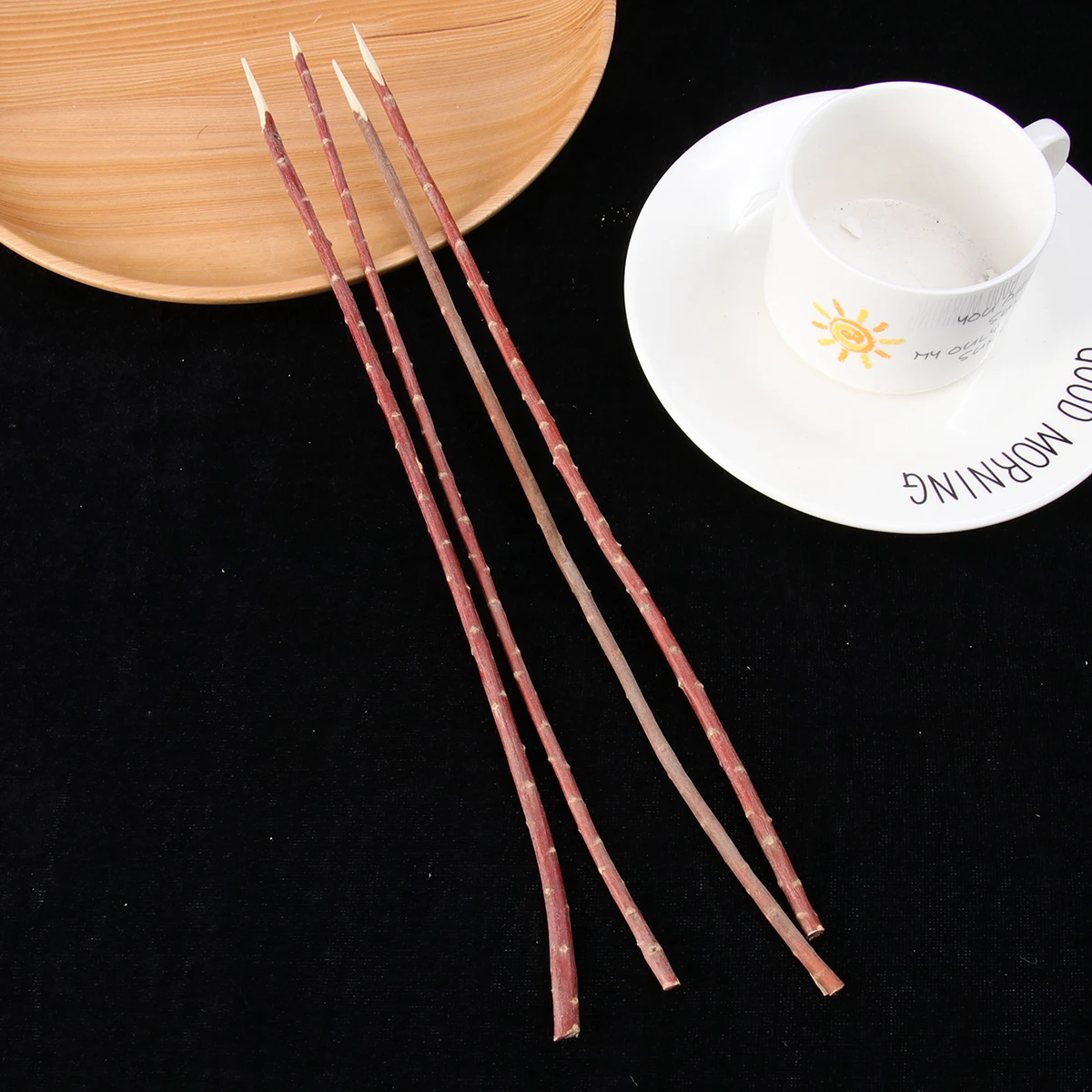

100pcs Red Bbq Forks Natural Wooden Barbecue Bbq Cooking Tools Meat Forks Portable For Outdoor Home Use Grill Tools