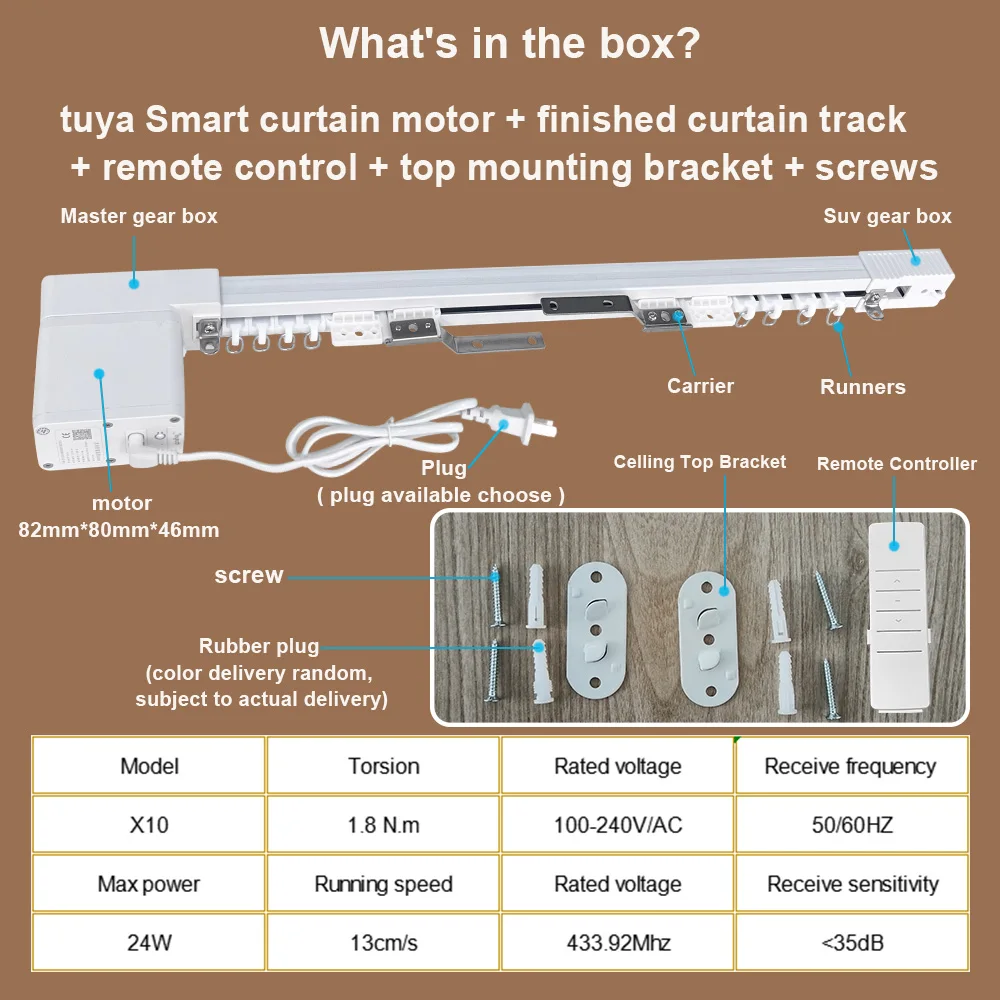 7th Tuya-Motor de cortinas inteligentes con Wifi eléctrico, compatible con Alice, Google, Alexa, cortinas personalizables, barra de riel, cornice,