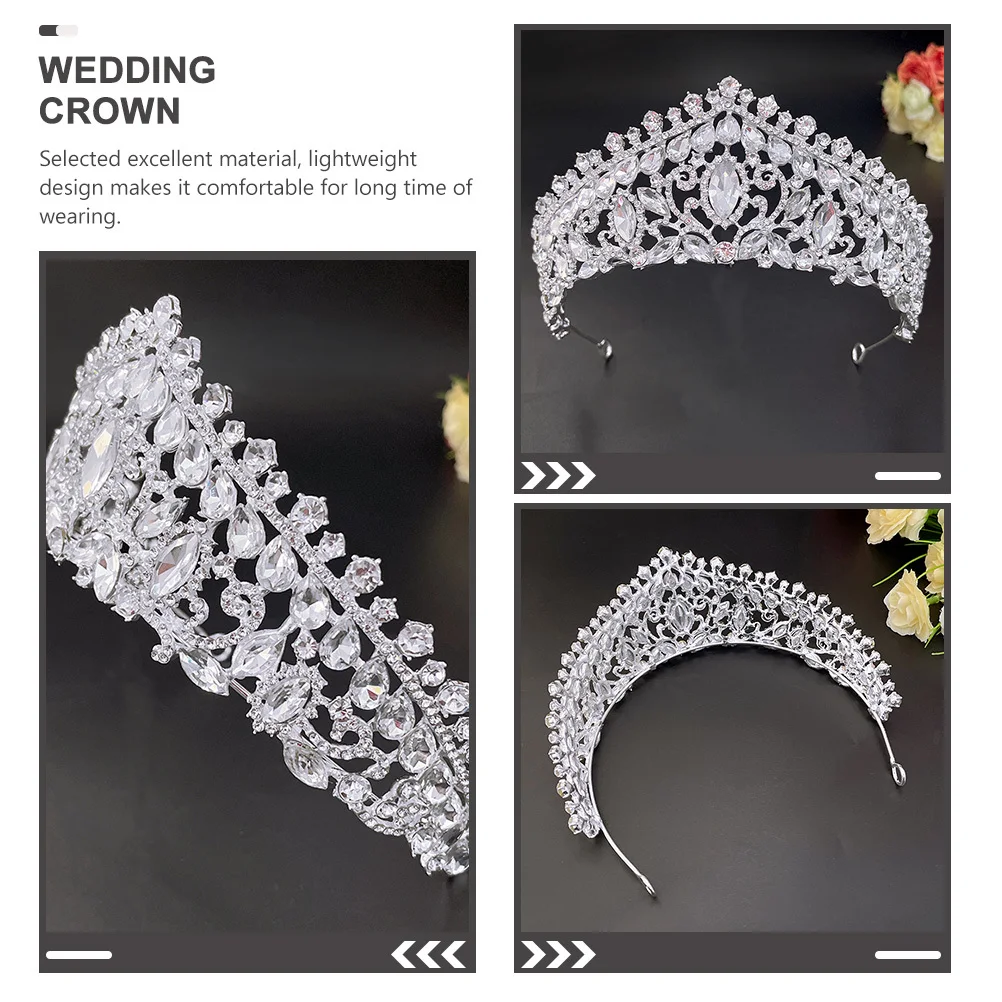 

Crystal Tiara Headdress Bride Crown Headband Wedding Party Proposal Decor Lightweight Elegant Bridal Accessory Hair