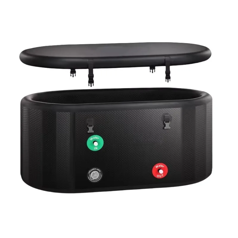 2-in-1 Ice Bath & Shower Combo, YTYINVanace Brushed Inflatable Oval Tub for Cold Plunge, Sports Recovery Pool System