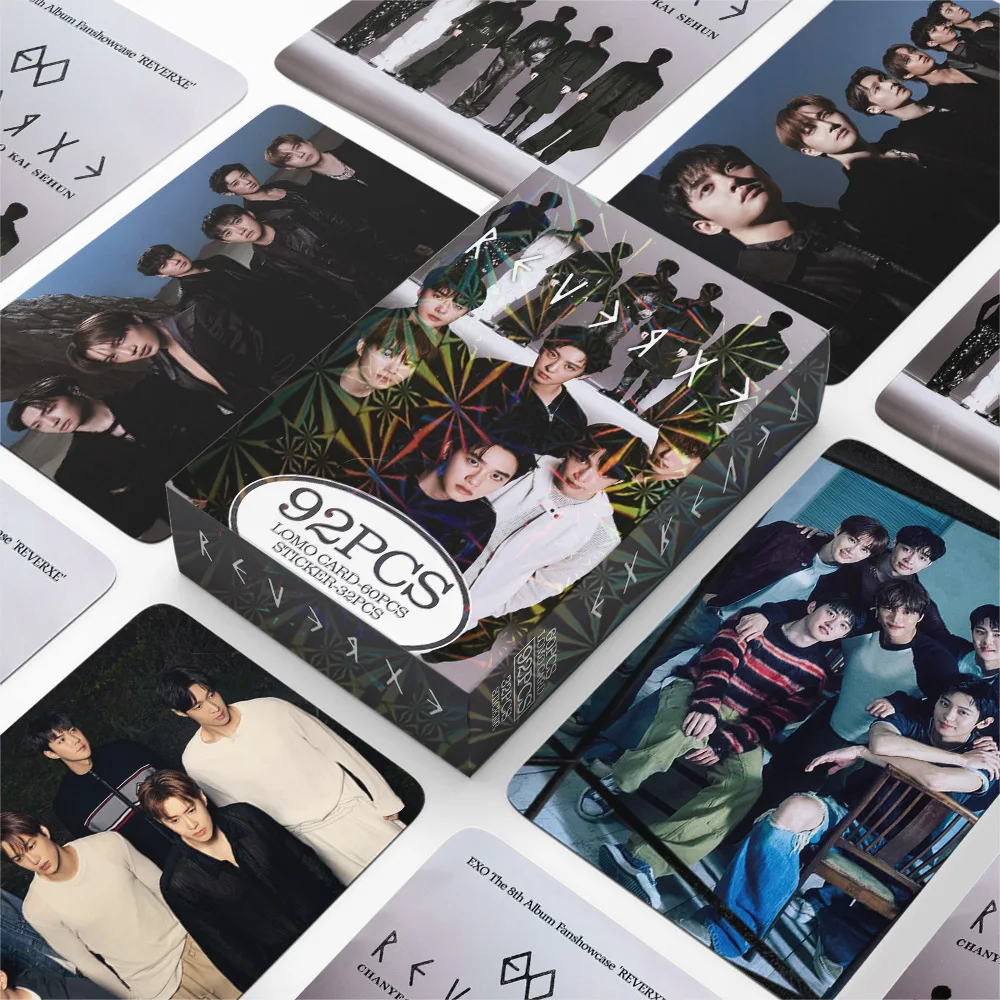 92pcs EXO New Album REVERXE Photocards Stickers Kpop Merch Lomo Cards Set Fans Collection Cards Gifts