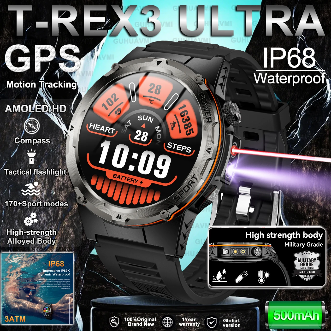 

Новинка 2025 года для Xiaomi GPS Смарт-часы 500 мАч Батарея Сердечный ритм 3ATM Водостойкий компас Спортивный фитнес-звонок Мужские умные часы