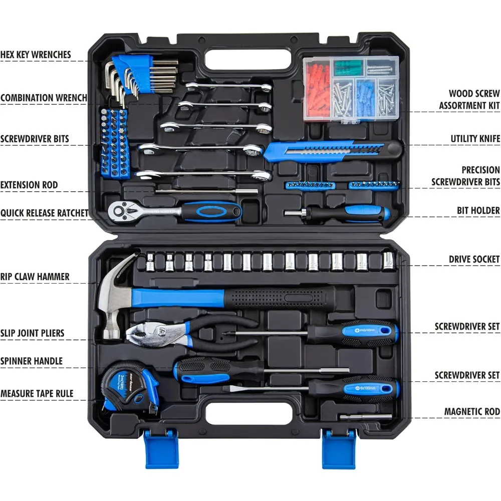 Set Kunci Soket 180-Piece dengan Kotak Peralatan - Peralatan Profesional untuk Perbaikan Mobil & DIY Rumah