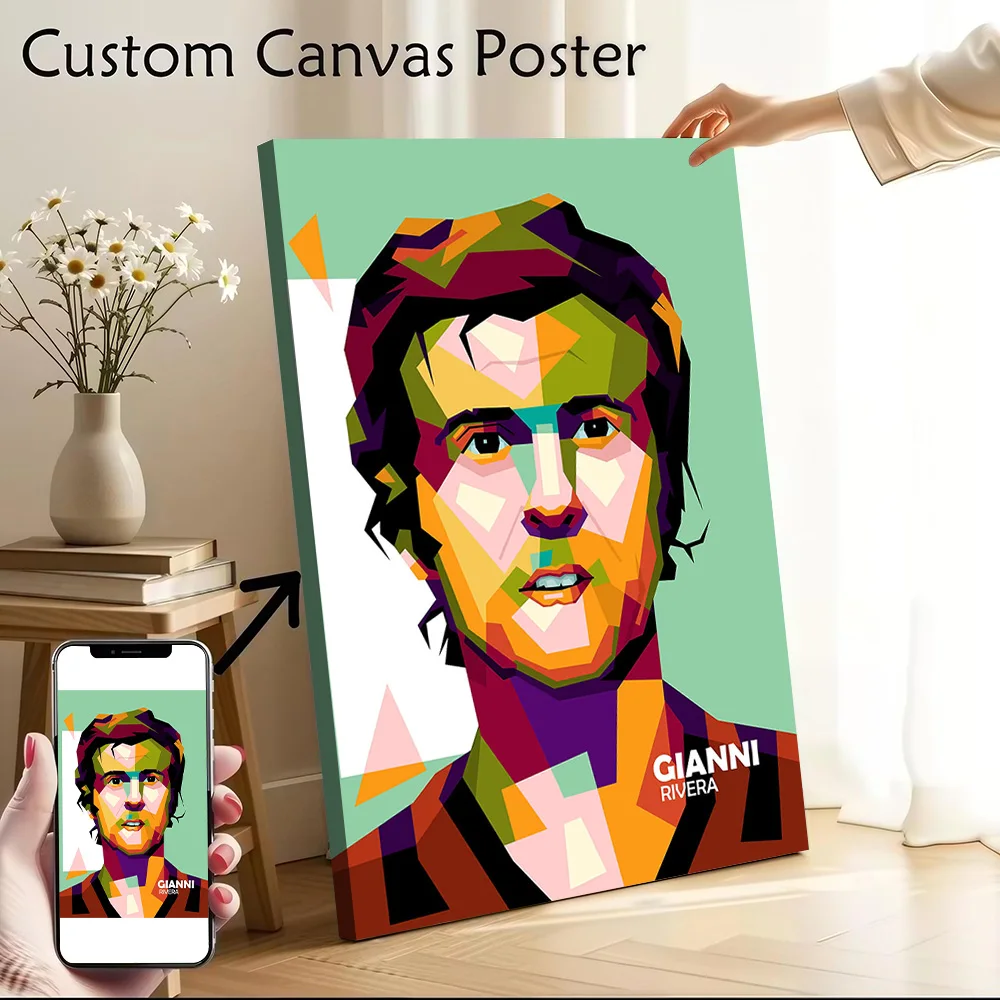 Gianni Rivera Popart Printed Canvas Wall Art Customizable Paintings Poster Perfect Gift for Modern Home Decoration Ornaments