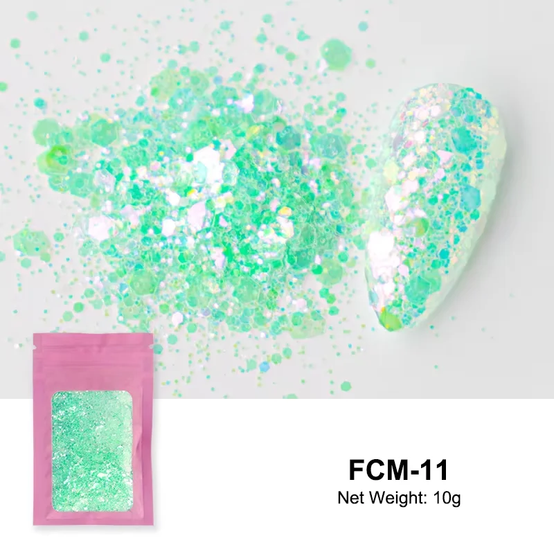 Glänzendes Zucker-Nagelglitzerpulver Candy-Coat-Effekt Weiß Schwarz Transparent Pigmentstaub Nagelkunst-Dekorationen DIY – Detail 15