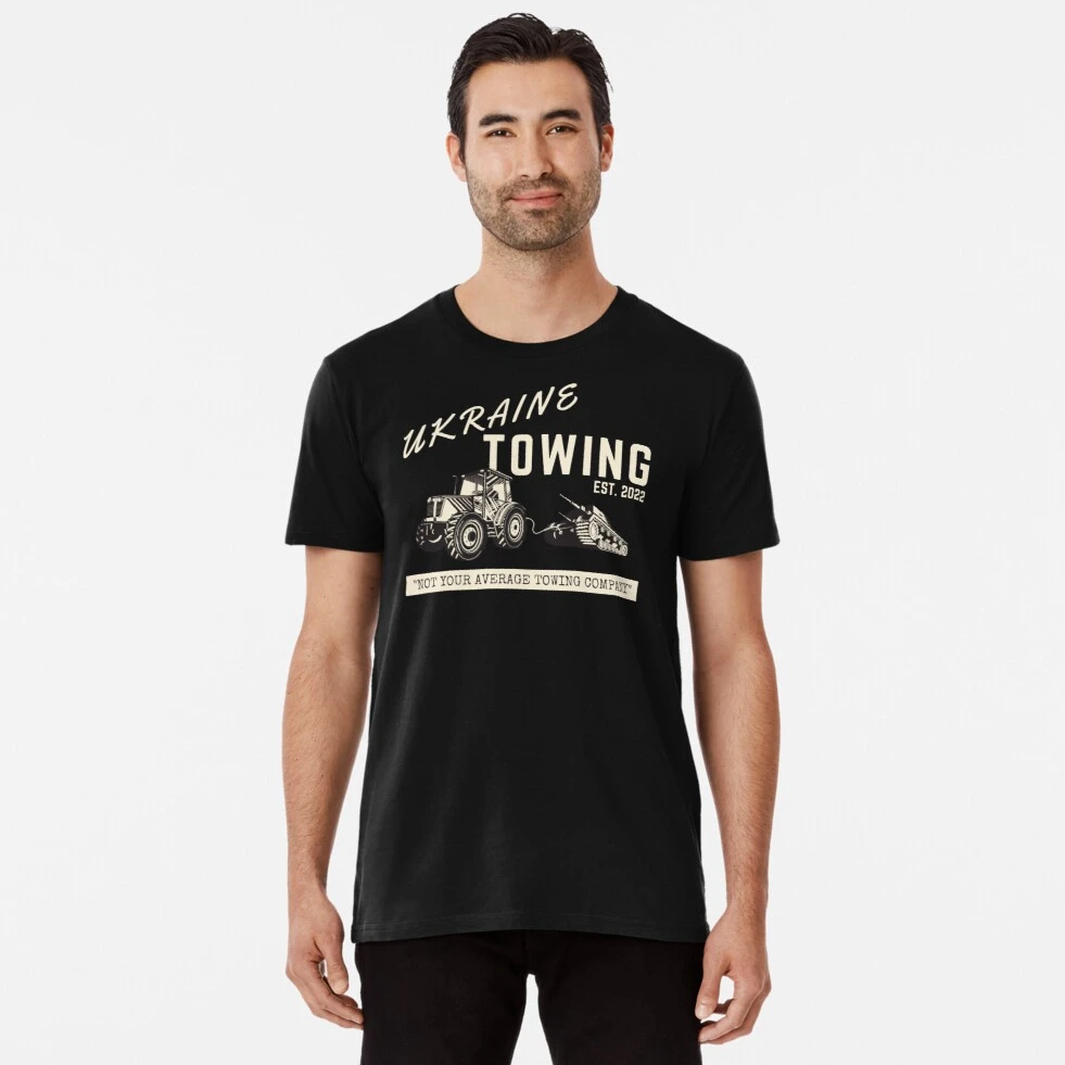 

Ukraine Tractor Towing The Tank Tow Truck Driver T Shirt. New 100% Cotton Short Sleeve O-Neck Casual T-shirts Size S-3XL