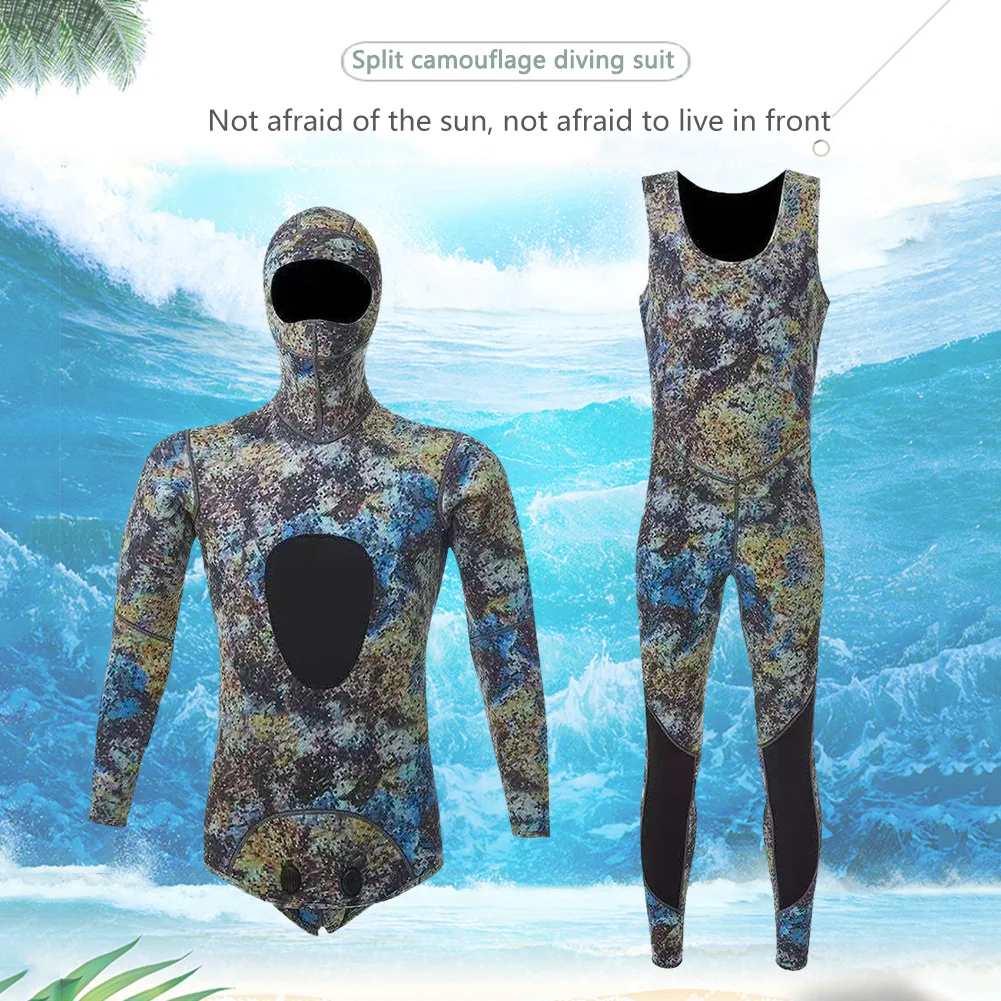 Mens Spearfishing 1.5/3mm wetsuits Camouflage Neoprene One Piece Scuba Free Diving Suits With Chest Pad for Cold Water Swimming