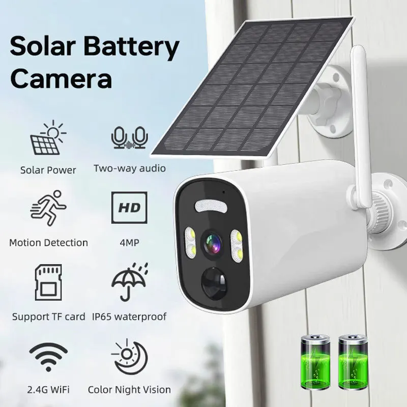 Wireless network home solar gun machine 4MP low-power camera high-definition plug free waterproof monitoring