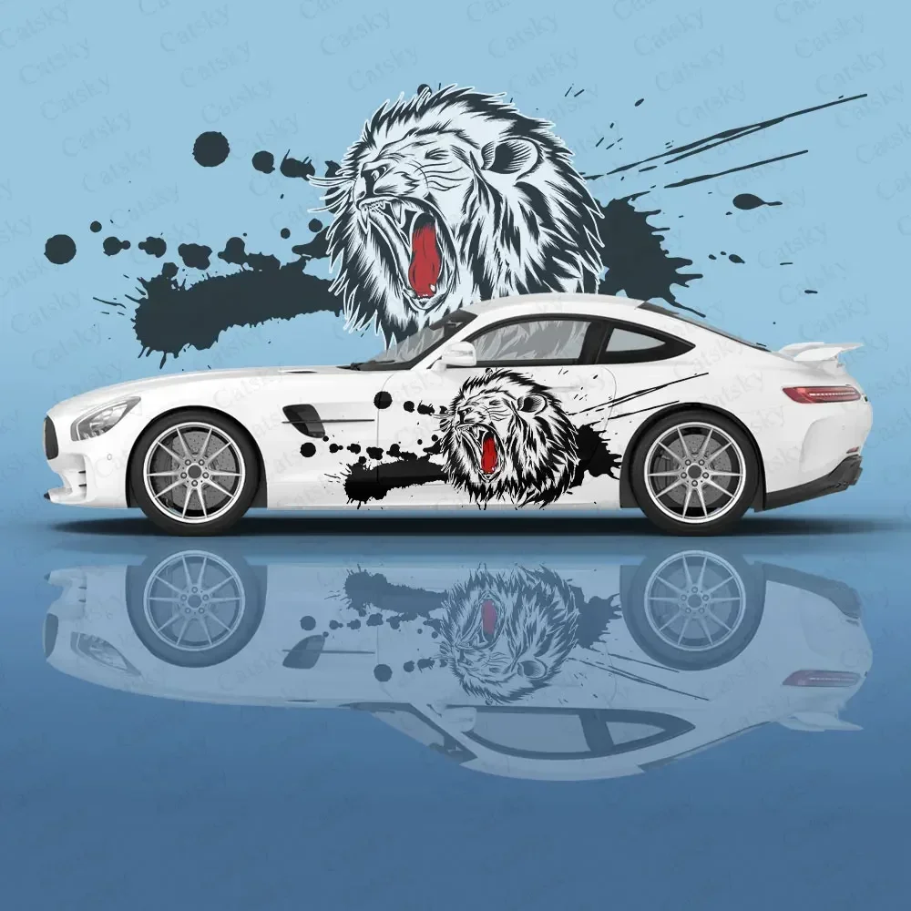 

Lion ink animal splash Car Decal Protective Film Vinyl Side Graphic Wrap Accessories Racing Modified Car Stickers