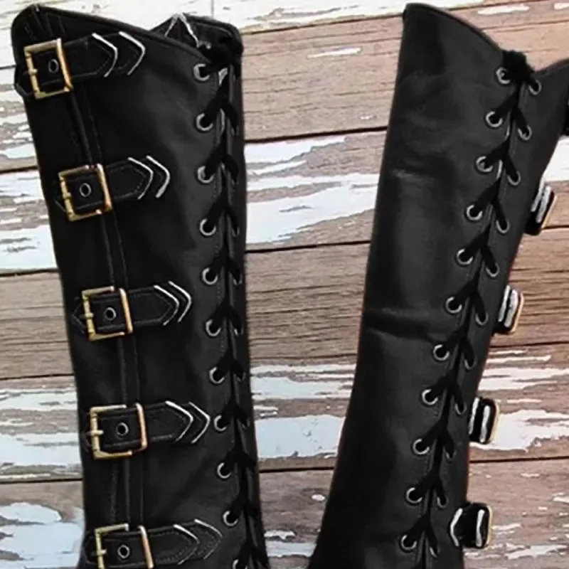 Sapatos de perna medievais com cadarço, gaiter para homens, cavaleiro pirata viking, cosplay, steampunk, trajes de armadura renascentista, estilo retrô