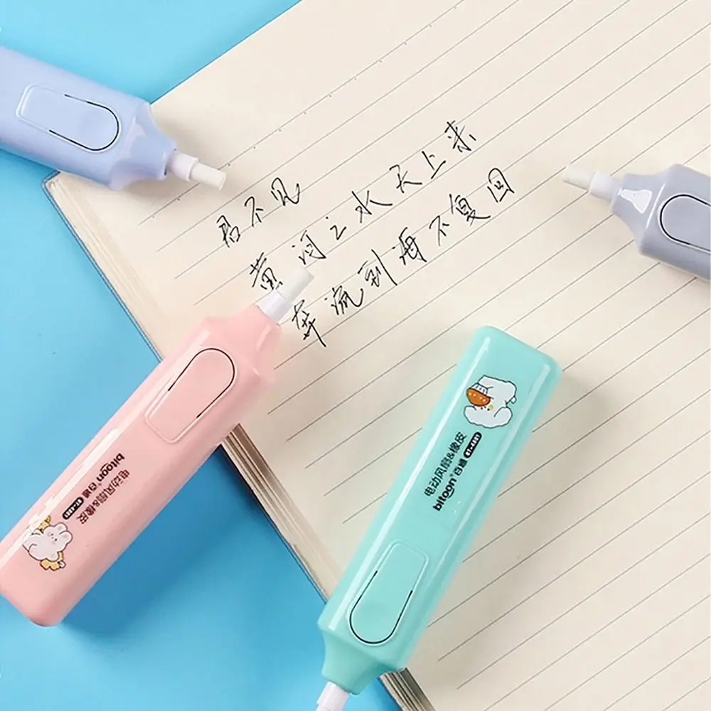 Cartoon Animals Electric Eraser & Fan Refills Less Rubber Debris Traceless Automatic Eraser Set Core Replacement Pencil Rubber