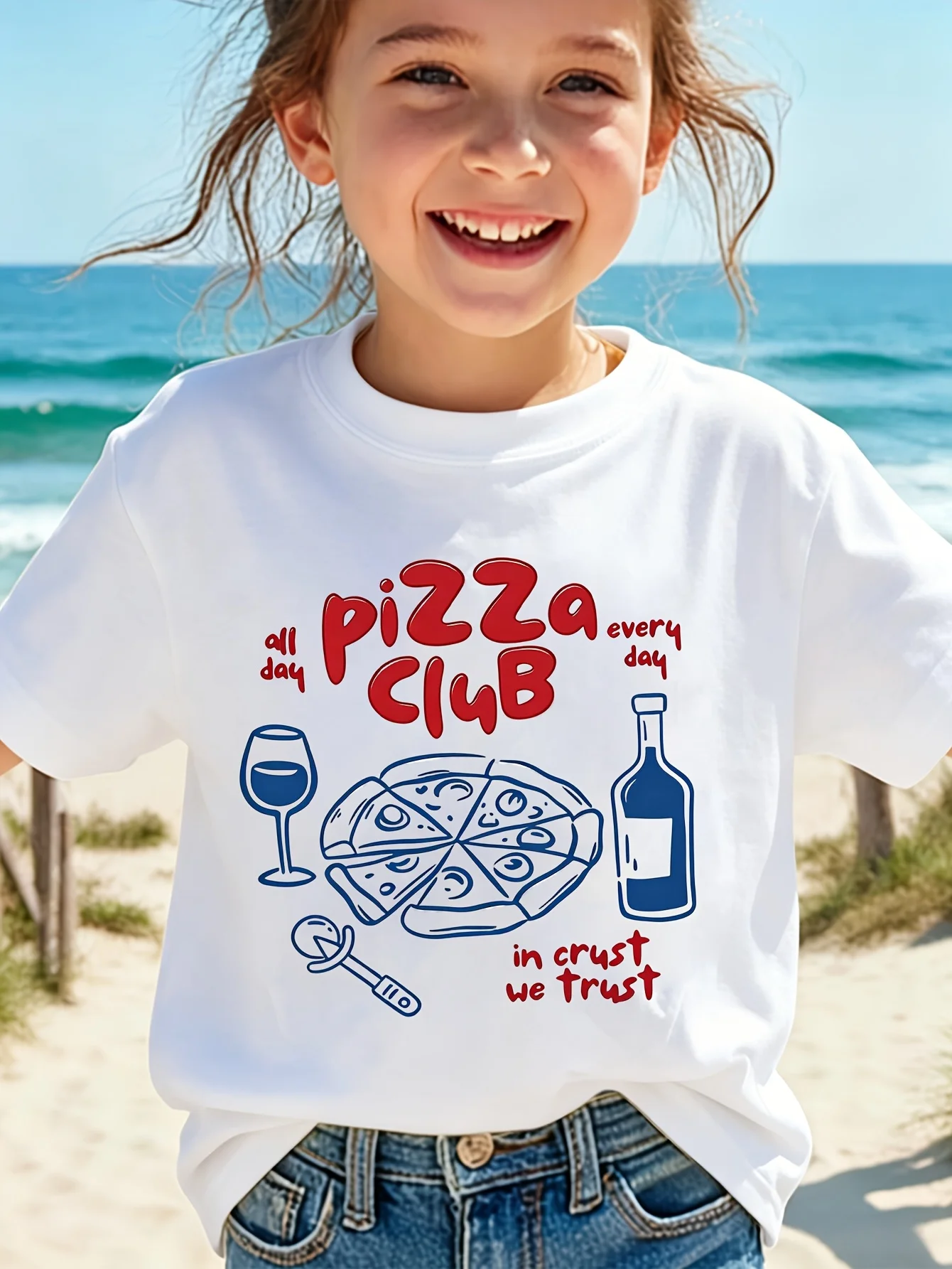 Kids Pizza Club Funny Food Drink Graphic Tee Boys Girls Family Matching Short Sleeve Food Lover Party Casual Daily T Shirt
