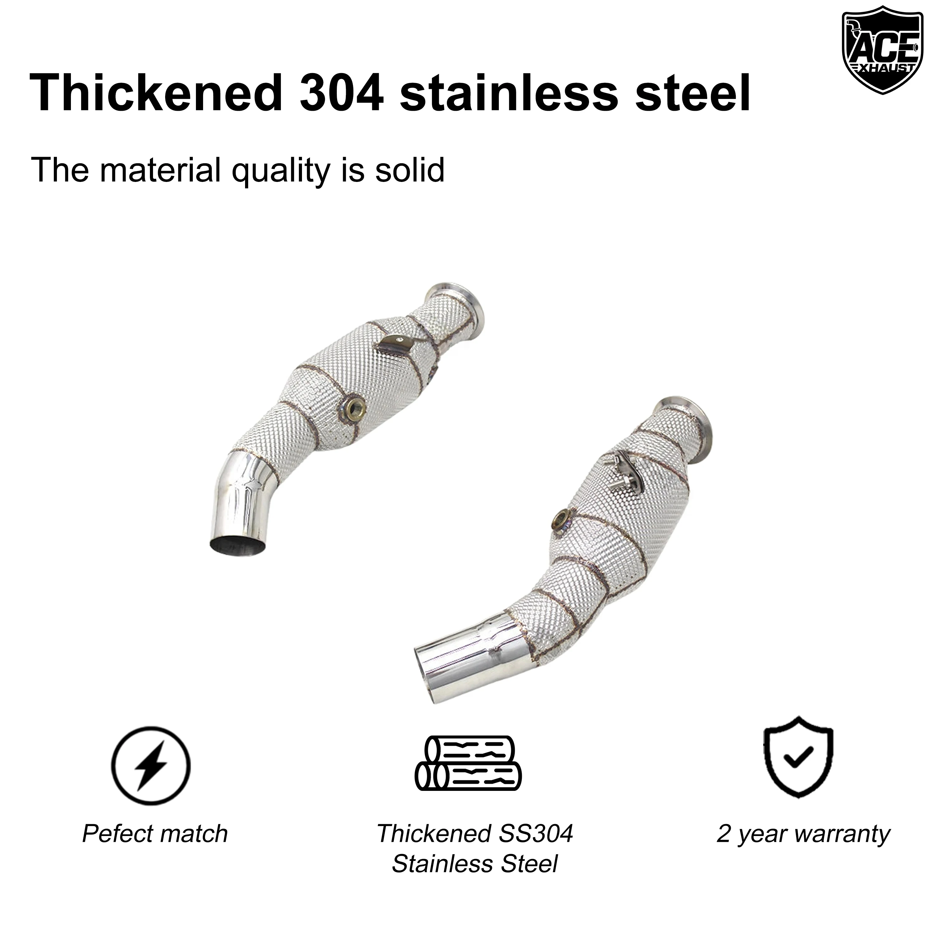 ACE Performance Auspuffanlage Edelstahl-Downpipe für Alfa Romeo Giulia Stelvio 2.9T Auspuffkrümmer mit Hitzeschutzrohr – Detail 6