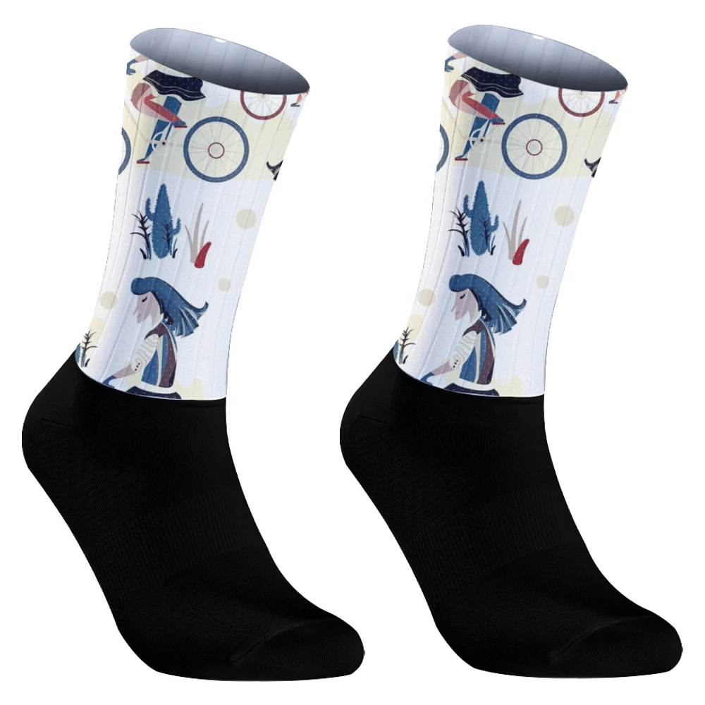 High-tech Bike Sock, Meias de bicicleta Compressão, Outdoor Corrida Esporte Socks, Anti-Slip Seamless Ciclismo Socks, Moldagem Integral, Novo