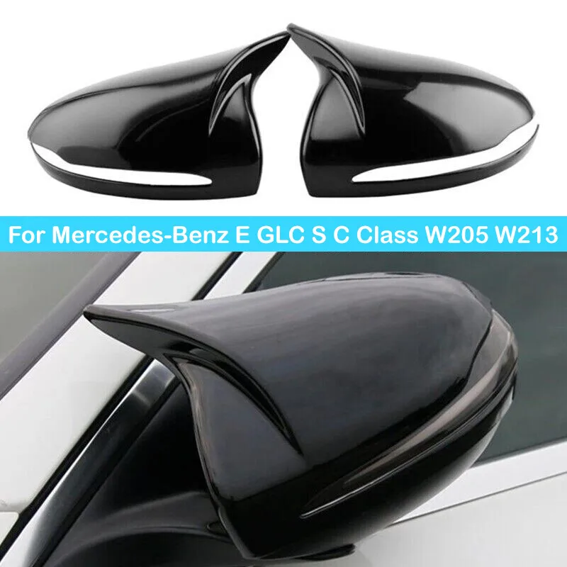 For Mercedes-Benz E GLC S C Class W205 W213 Black LHD Side Mirror Cover Cap Trim