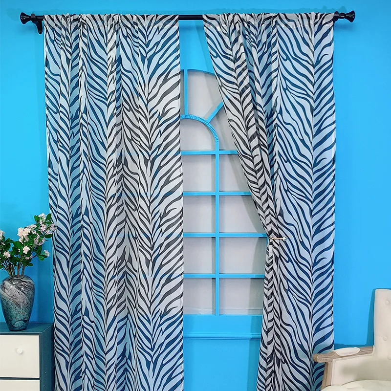 

Curtain Black and White Zebra Print Striped Window Sheer Curtains Modern Style Rod Pocket Living Room Bedroom Treatment 2 Panels