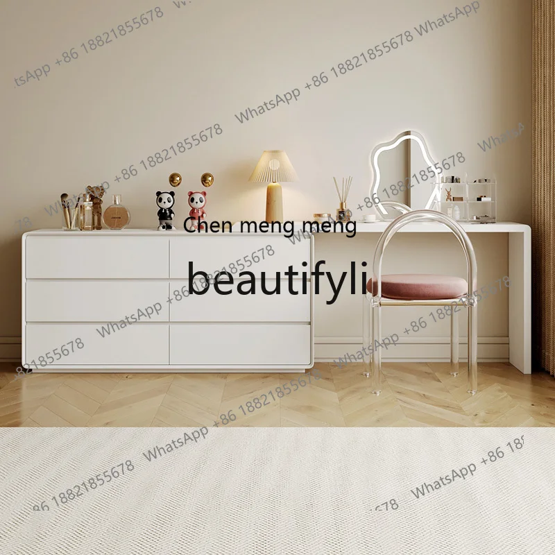 Solid wood dresser, bedroom storage cabinet, desk, chest of drawers, integrated makeup table, makeup table, small apartment