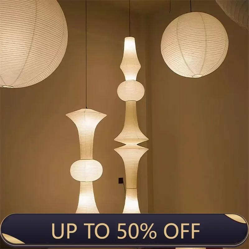 Japanese Art Lantern Light Creative Noguchi Pendant Lamp Long Paper Hanging Lamp Living Room Bedroom Hotel Staircases Loft Light