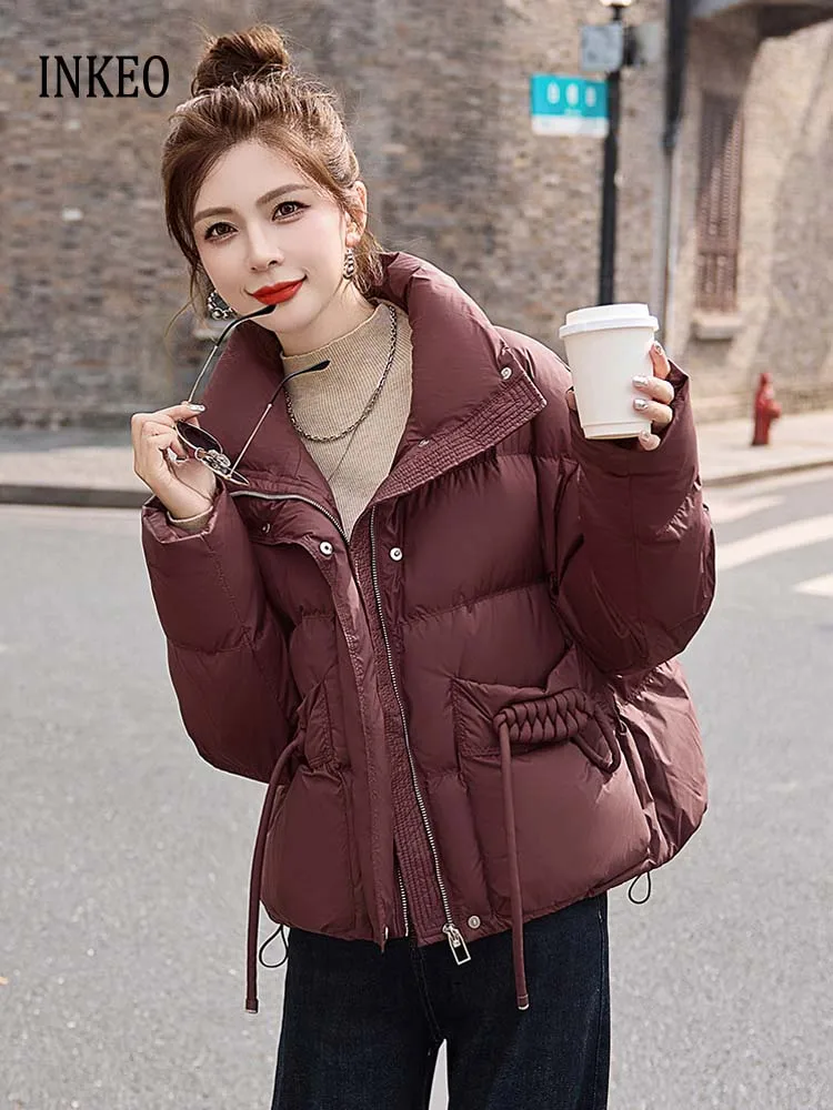 

Fashion Goose down jacket Women's 2025 Winter Streetwear Turtleneck puffer coat New design Warm Outerwear INKEO DJ543