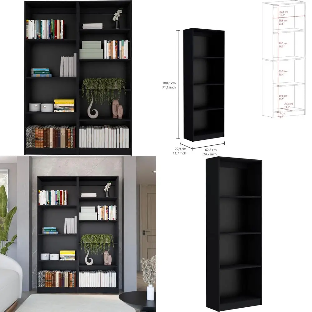 Set Rak Buku Kayu 2 Bagian dengan 9 Rak untuk Penyimpanan dan Pajangan Terbuka, Lemari Organizer Berdiri Sendiri