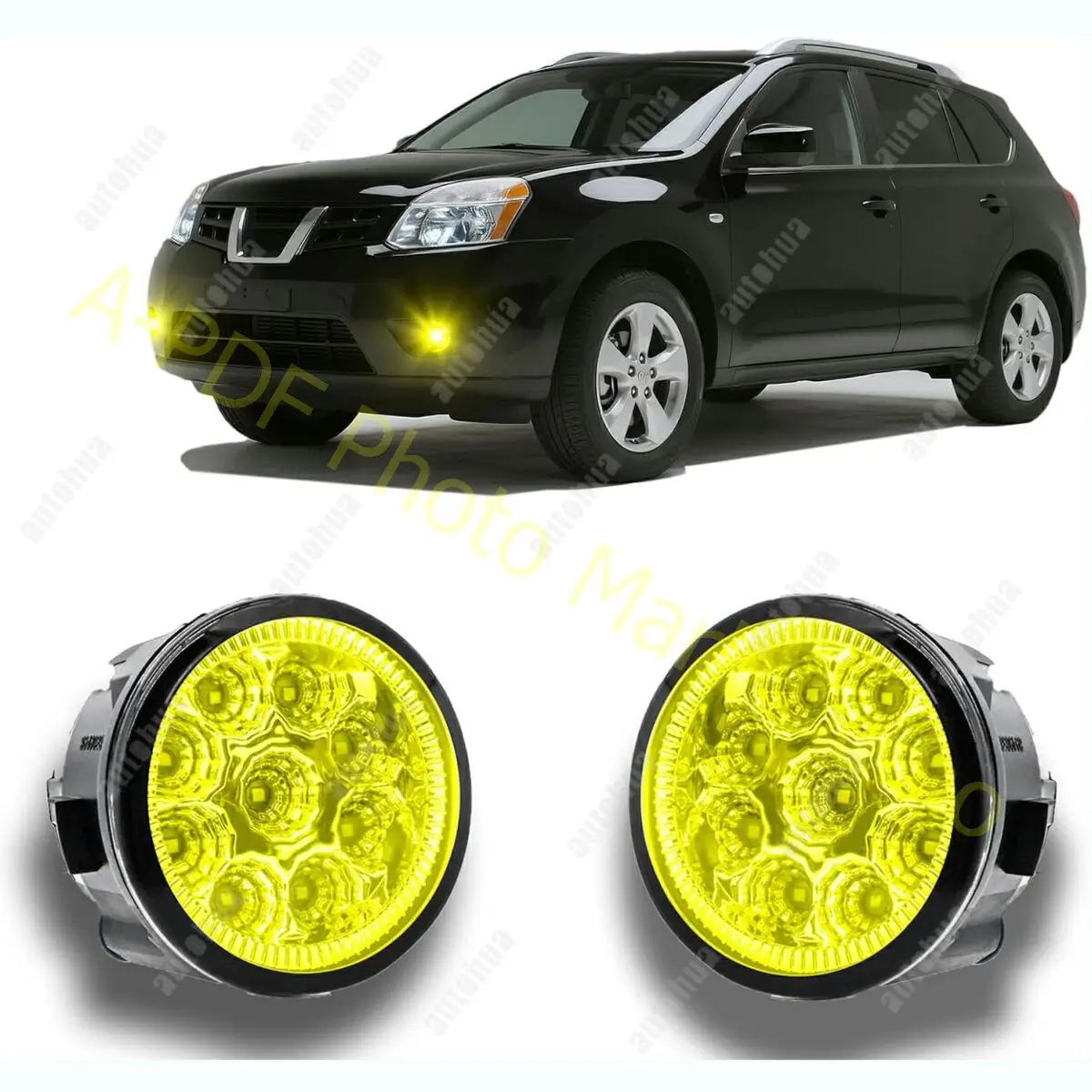 

Светодиодные противотуманные фары для Nissan Rogue 2011-2013, пара, 3,5-дюймовые круглые противотуманные фары, желтые линзы, 55 Вт, 3000 К, теплый белый, 300% яркости