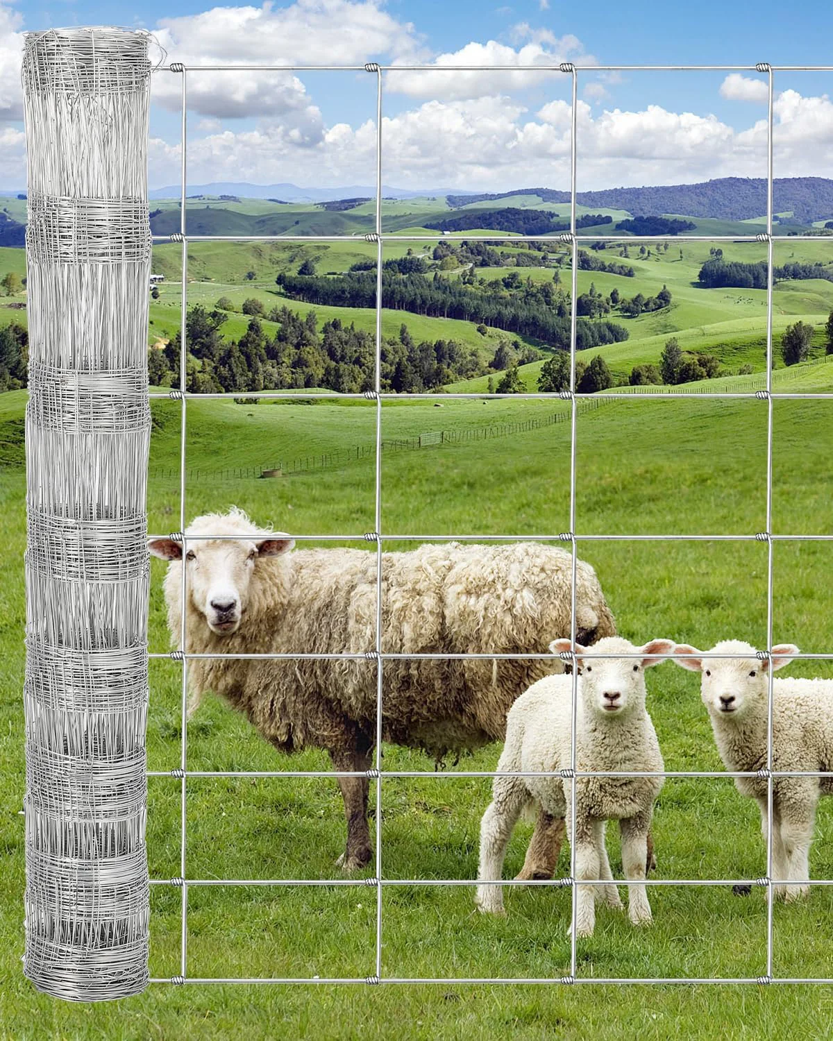 Valla de granja de ganado galvanizada de 4 pies x 32 pies, 14GA, cercado de alambre recubierto de Zinc pesado para protección de animales de ganado, ciervos y cabras