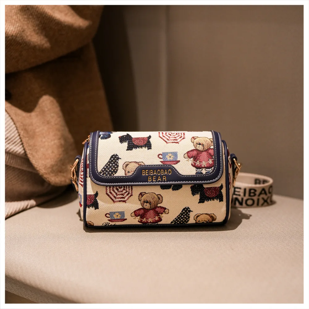 Beibaobao 2025 New Casual Trendy Design Bag Versatile Bear Style Mobile Bag Diagonal Cross Shoulder Women\'s Bag Handbag