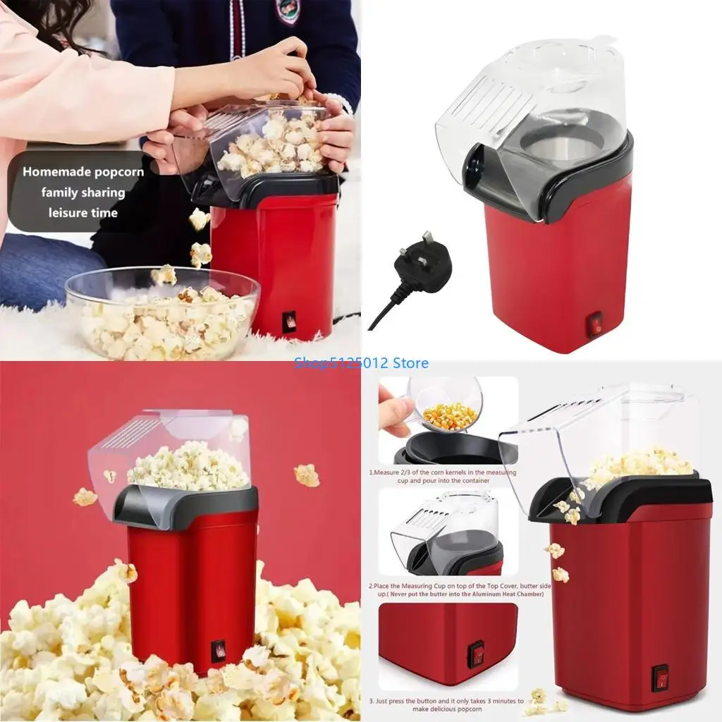 G8TC Máquina para hacer palomitas maíz caseras, grasa saludable y aire caliente, sin necesidad aceite, piezas extraíbles,