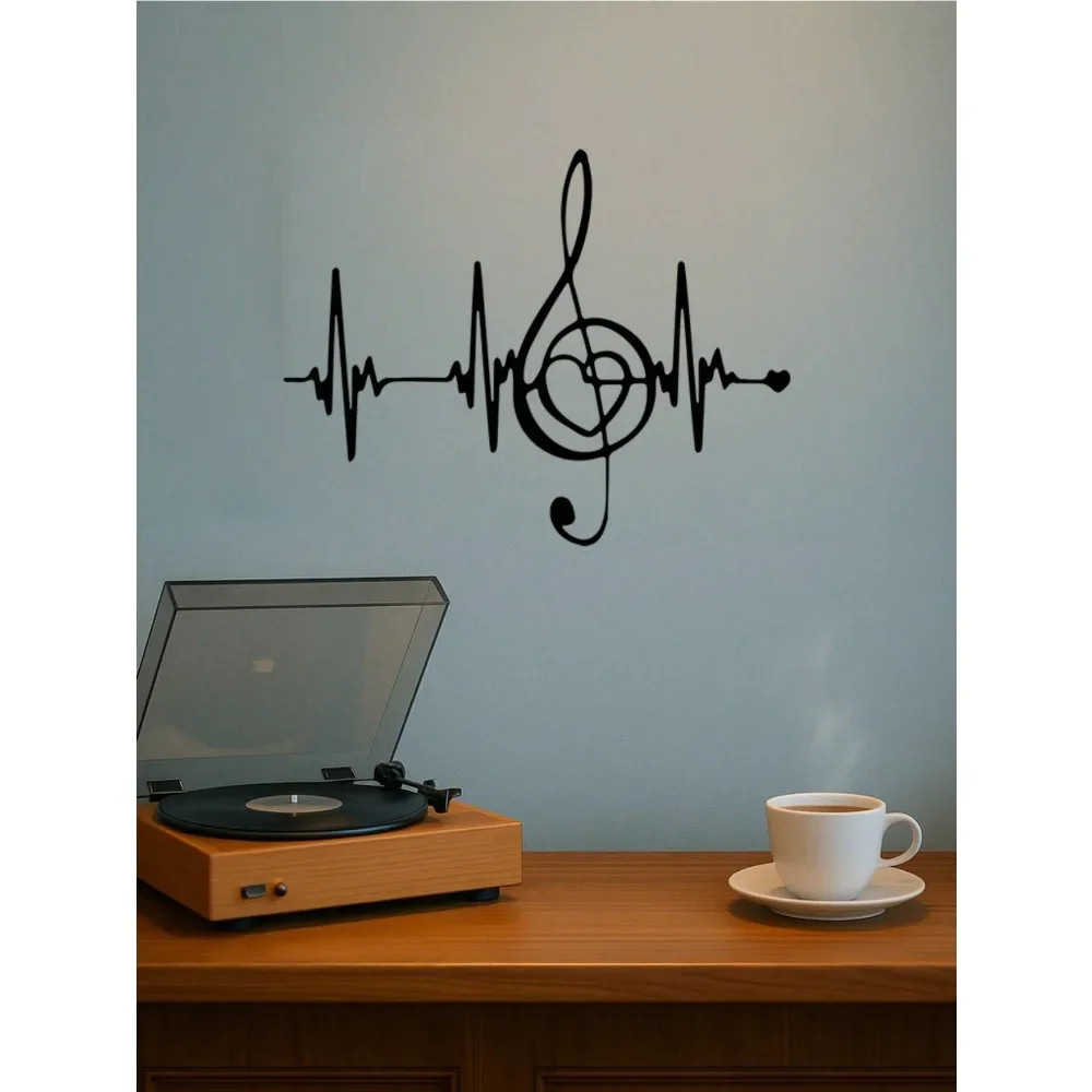 CIFBUY Metal Music Note Wall Art Iron Heartbeat Sculpture Home Decor Room