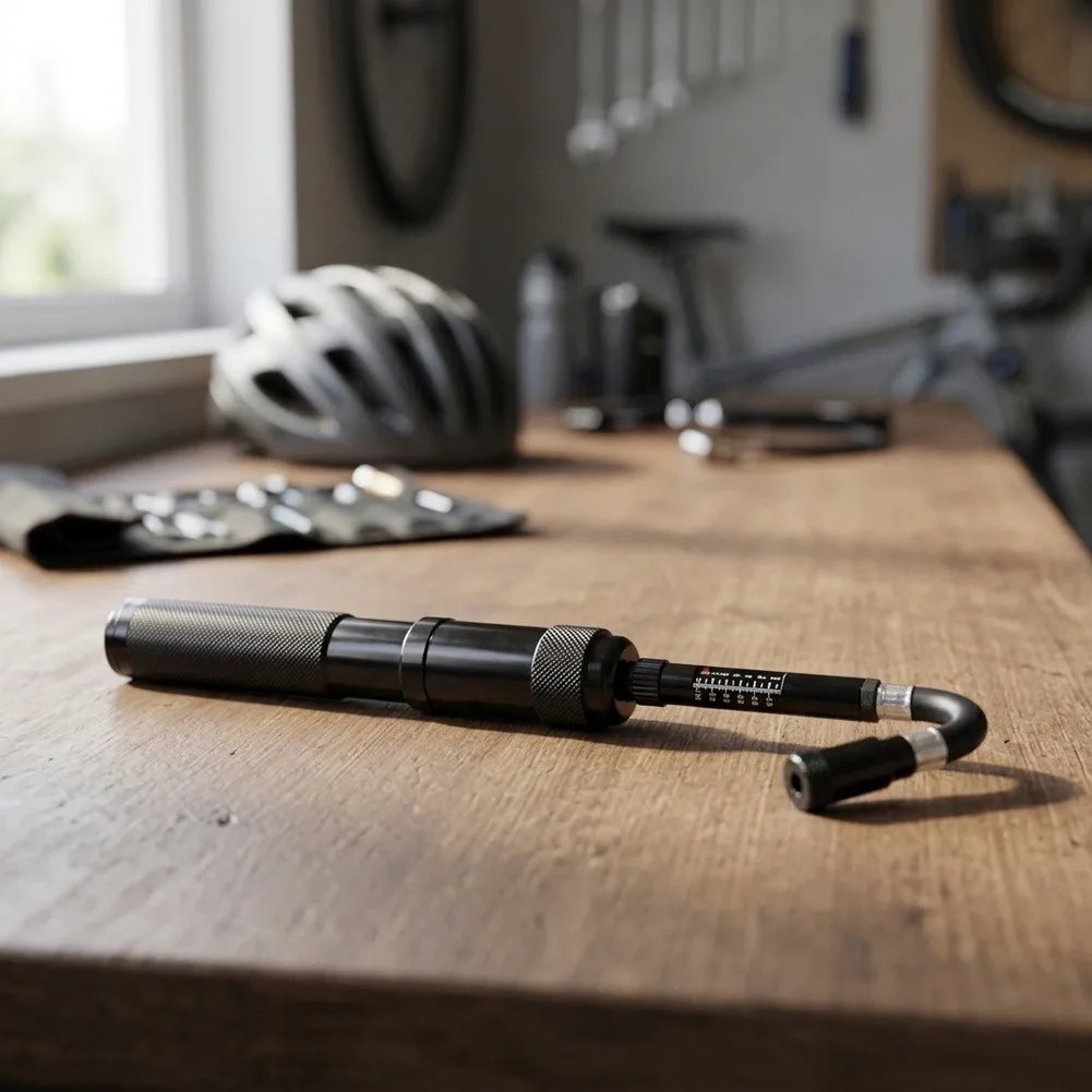 Compact 19.34 cm Bike Pump for E-Bike with Aluminum Alloy Construction Twist Lock Nozzle and Built-in Dual Scale Pressure Gauge