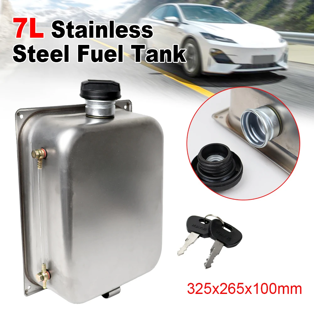 7L Stainless Steel Fuel Tank With Key Parking Heater Diesel Stainless Steel Oil Tank With Oil Level Display Car Oil Fuel Tank