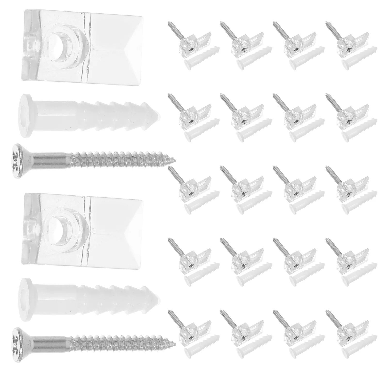 

25Pcs Plastic Mirror Holder Clips Transparent Glass Retainer Clips Stable Fixing for Cabinet Wardrobe Mirror Bathroom Mounting