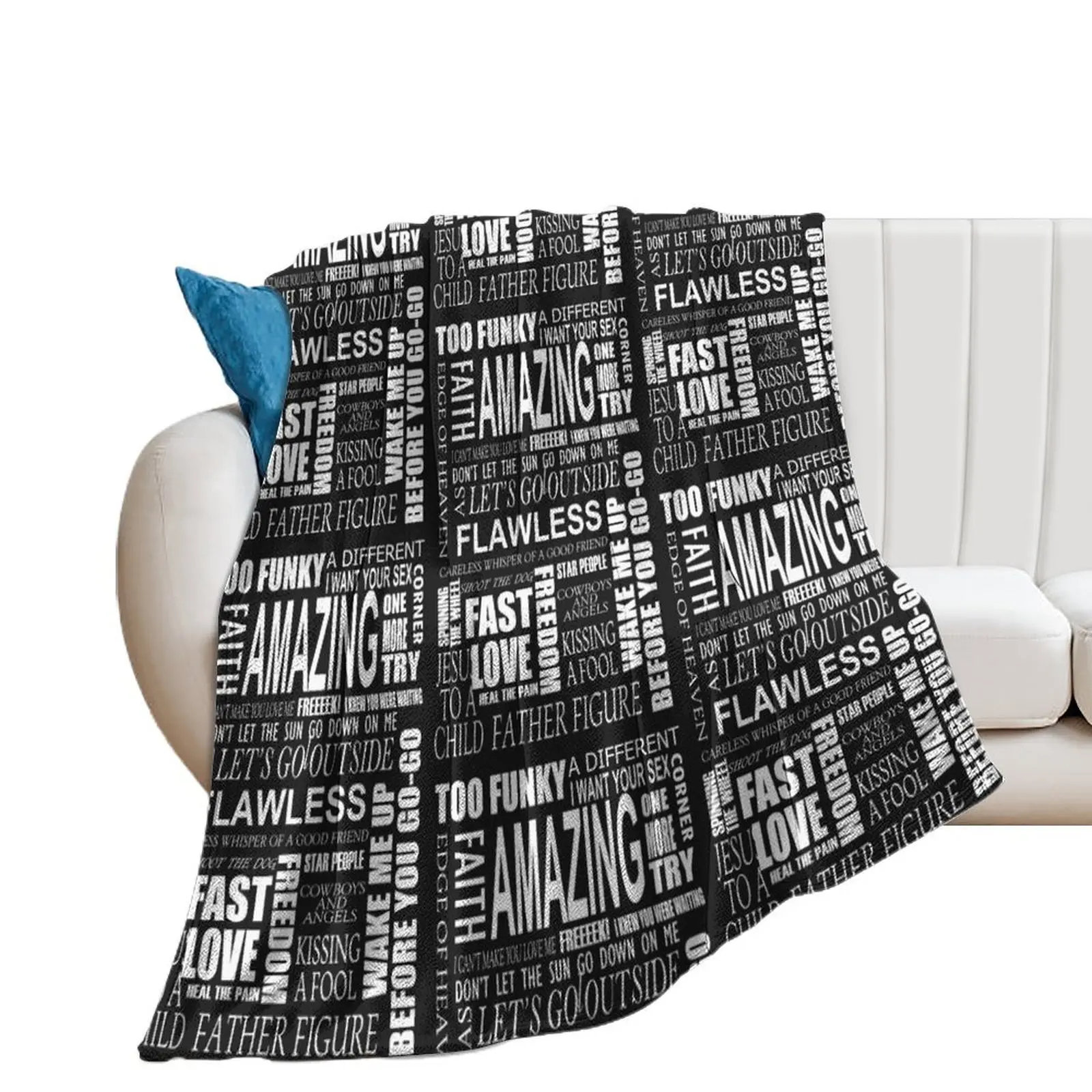 

GEORGE MICHAEL LYRICS SONGS Throw Blanket Flannel Fabric heavy to sleep Luxury Thicken Camping Blankets