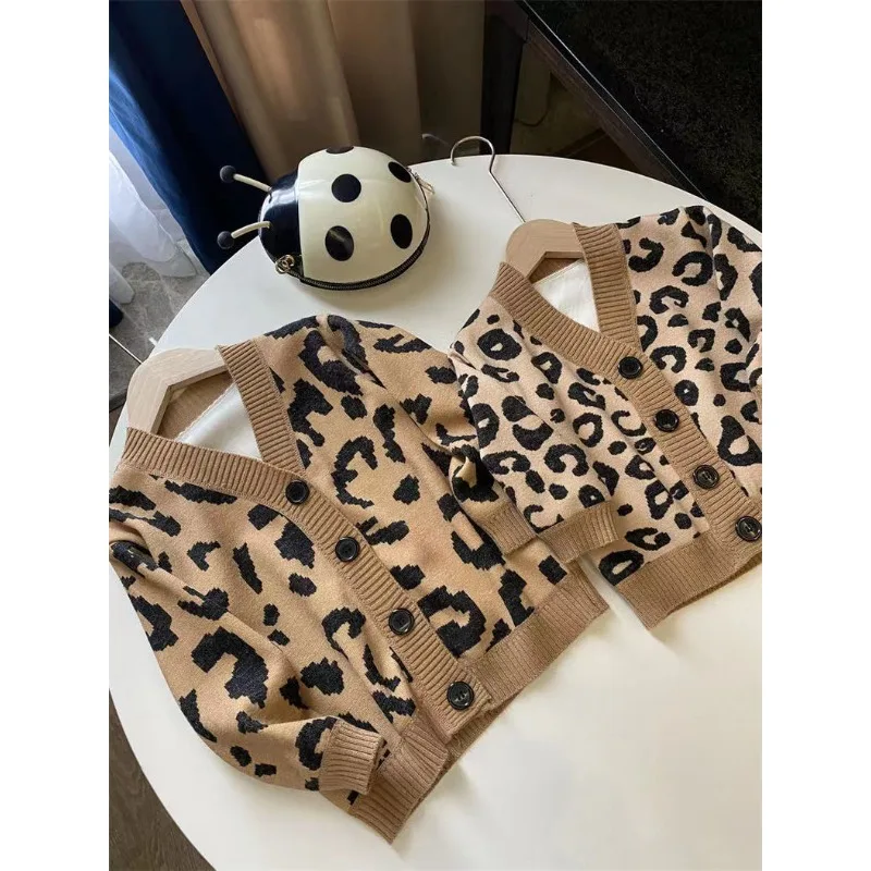 UNITIM 2026 Herbst Winter Kinder Baby Jungen Strickwaren Kinder Jungen Leoparden-Pullover Mäntel Retro 2-10 Jahre Kleinkind Säugling Jungen Strickjacke – Detail 5