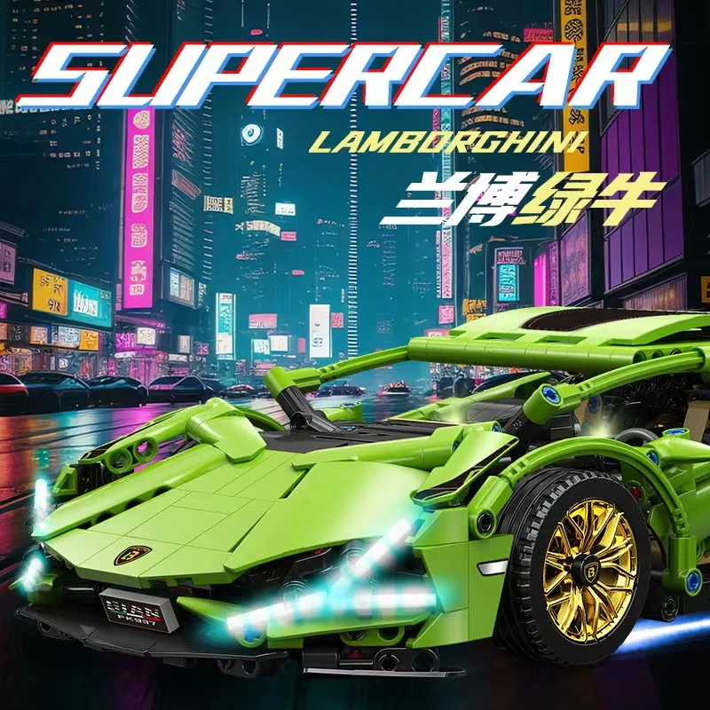 Technical Racing Sport Car1200+PCS Model Building Blocks City Mechanical Speed Vehicle Supercar Brick Puzzle Toys Kid Adult Gift