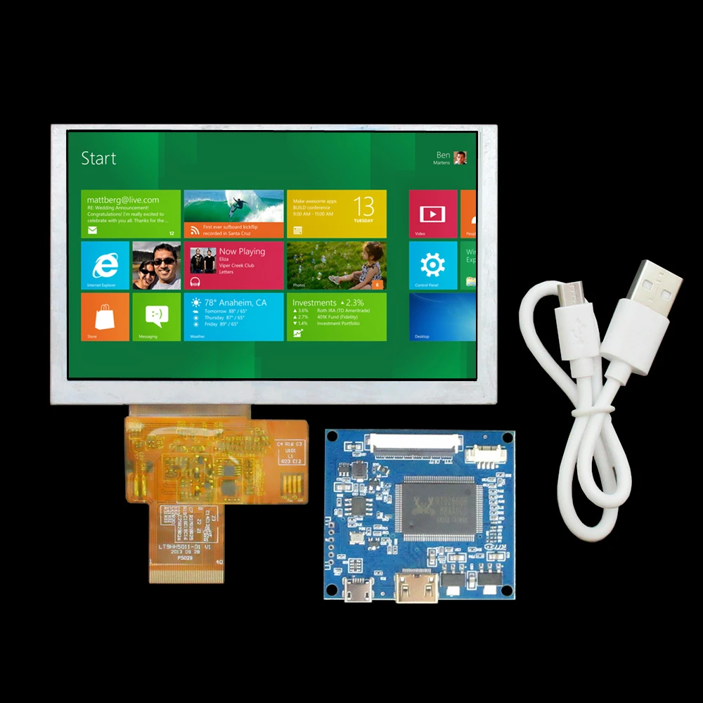 

5 Inch 800x480 DIY LCD Display Panel with Mini-HDMI Driver Board Kit for PC, Raspberry Pi, Portable Secondary Screen