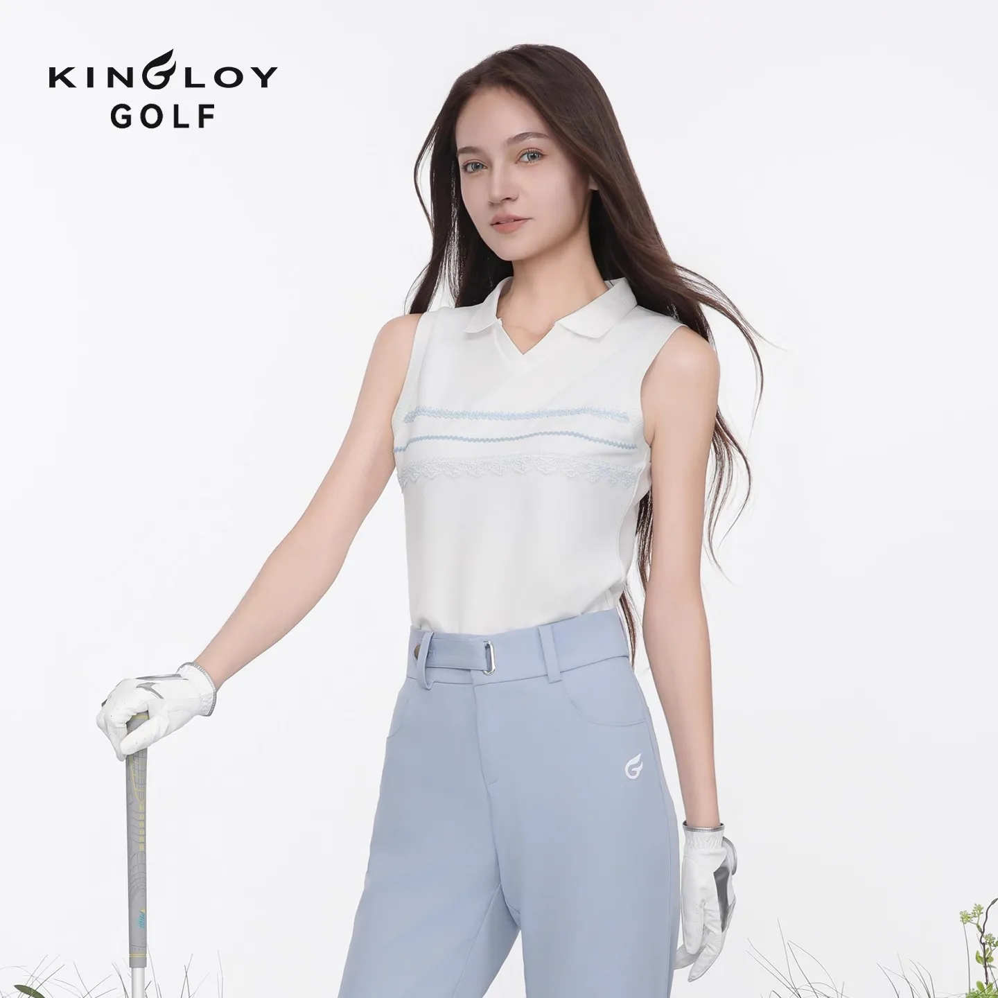 KINGLOY American vintage 25 summer golf sleeveless lace polo shirt summer fashion sports women's wear