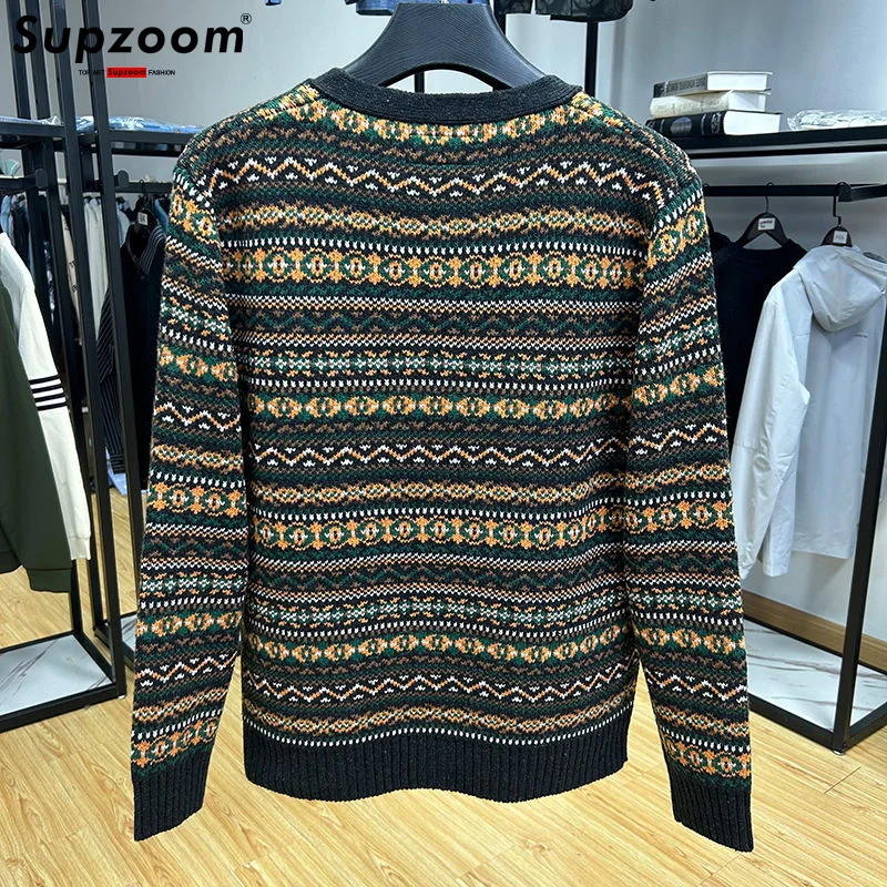 Supzoom New Arrival Top Fashion Turn-down Collar Regular Cotton Cardigan Male Casual Single Breasted Button Sweater Men