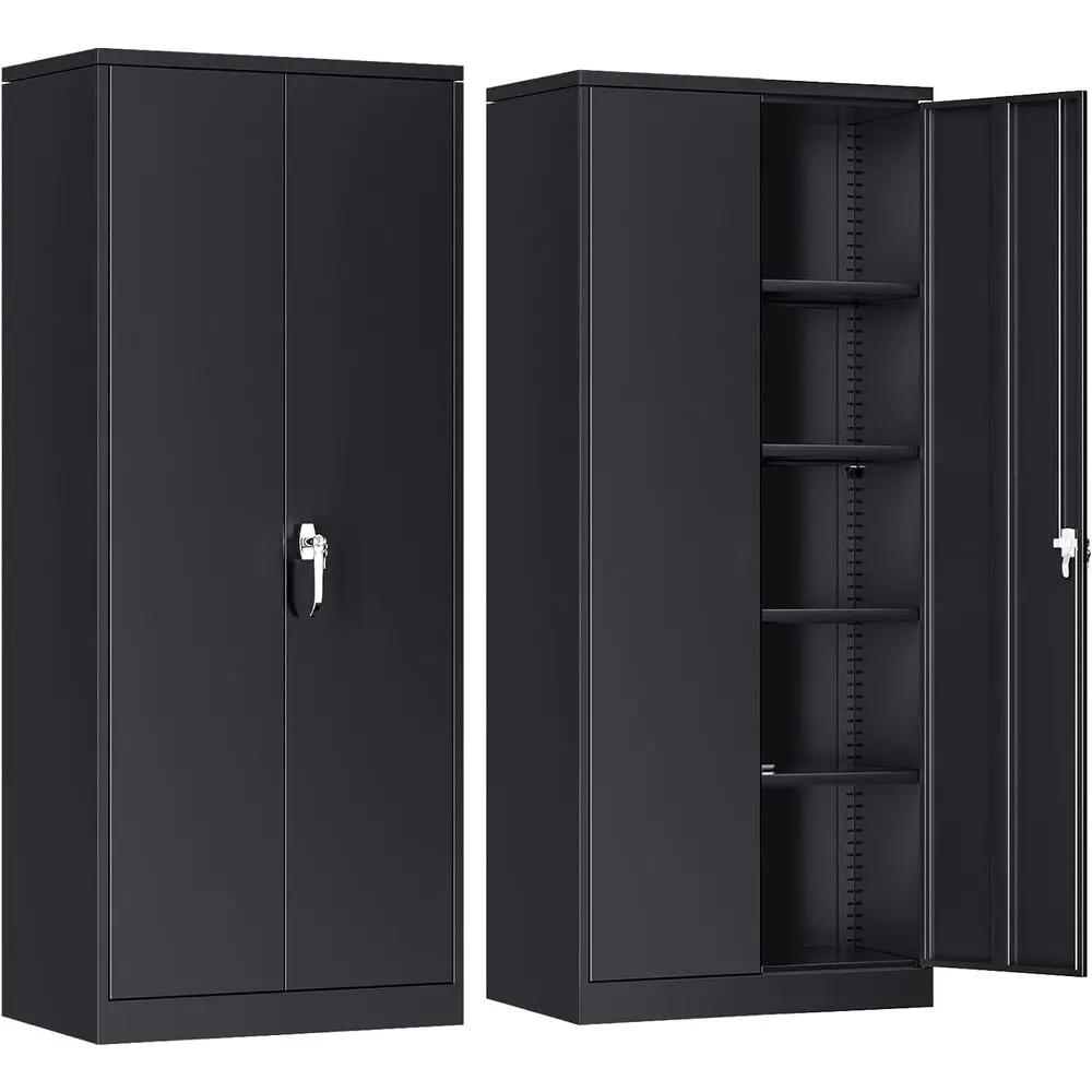 

Adjustable Shelves Metal Storage Cabinet, 72 Tall, Ideal for Garage, Home Office, Kitchen Pantry, Black