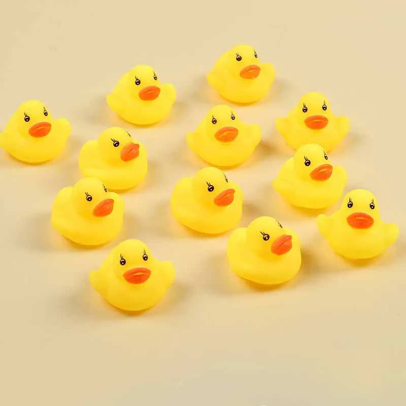 5Pcs Cartoon Cute Simulation Of The Small Yellow Duck Toys Kids Summer Bath Play Water Toys Squeeze Will Call Small Yellow Duck