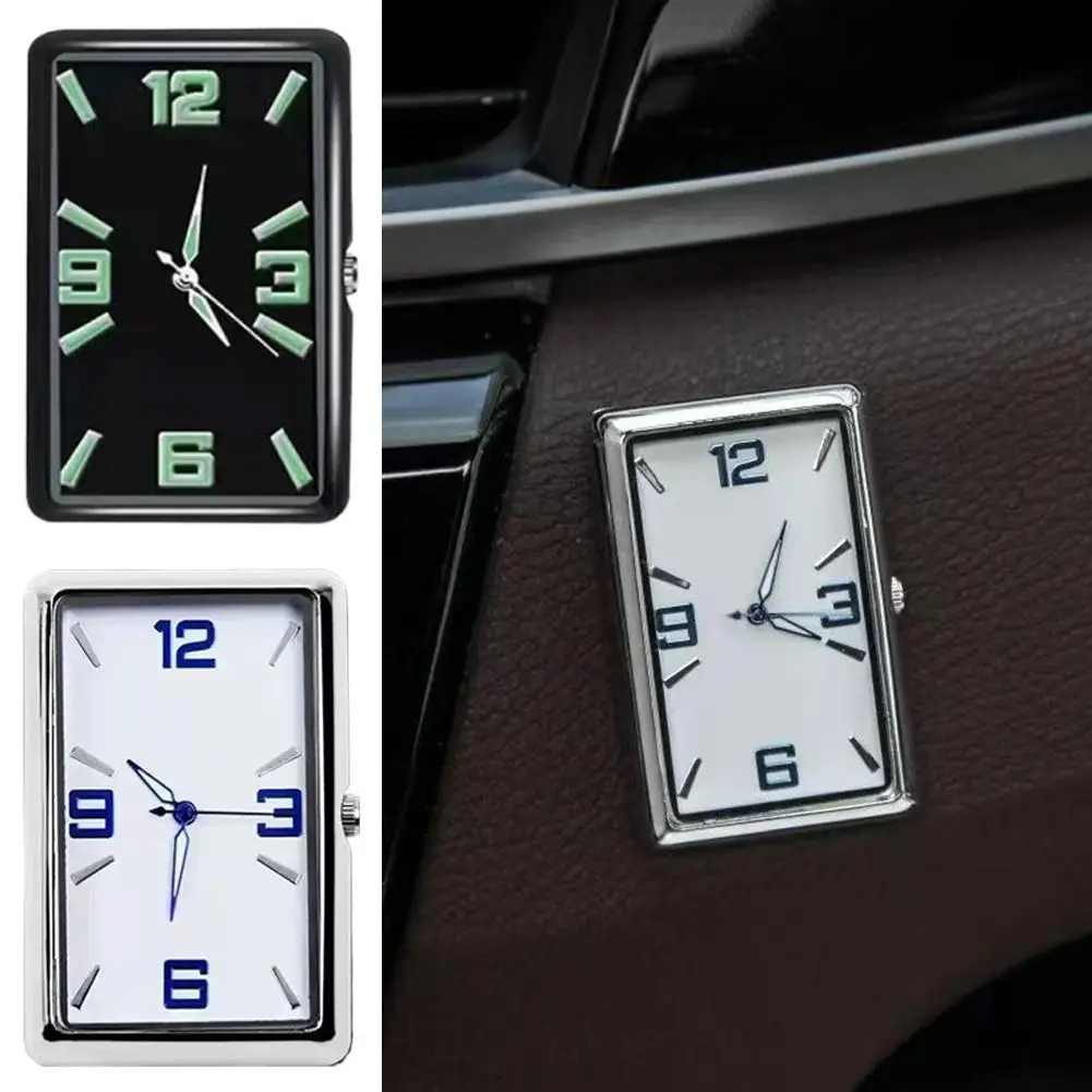 Car Clock Air Conditioning Vent Electronic Quartz Clock Auto Fashion Square Vertical Luminous Digital Car Clock Accessories