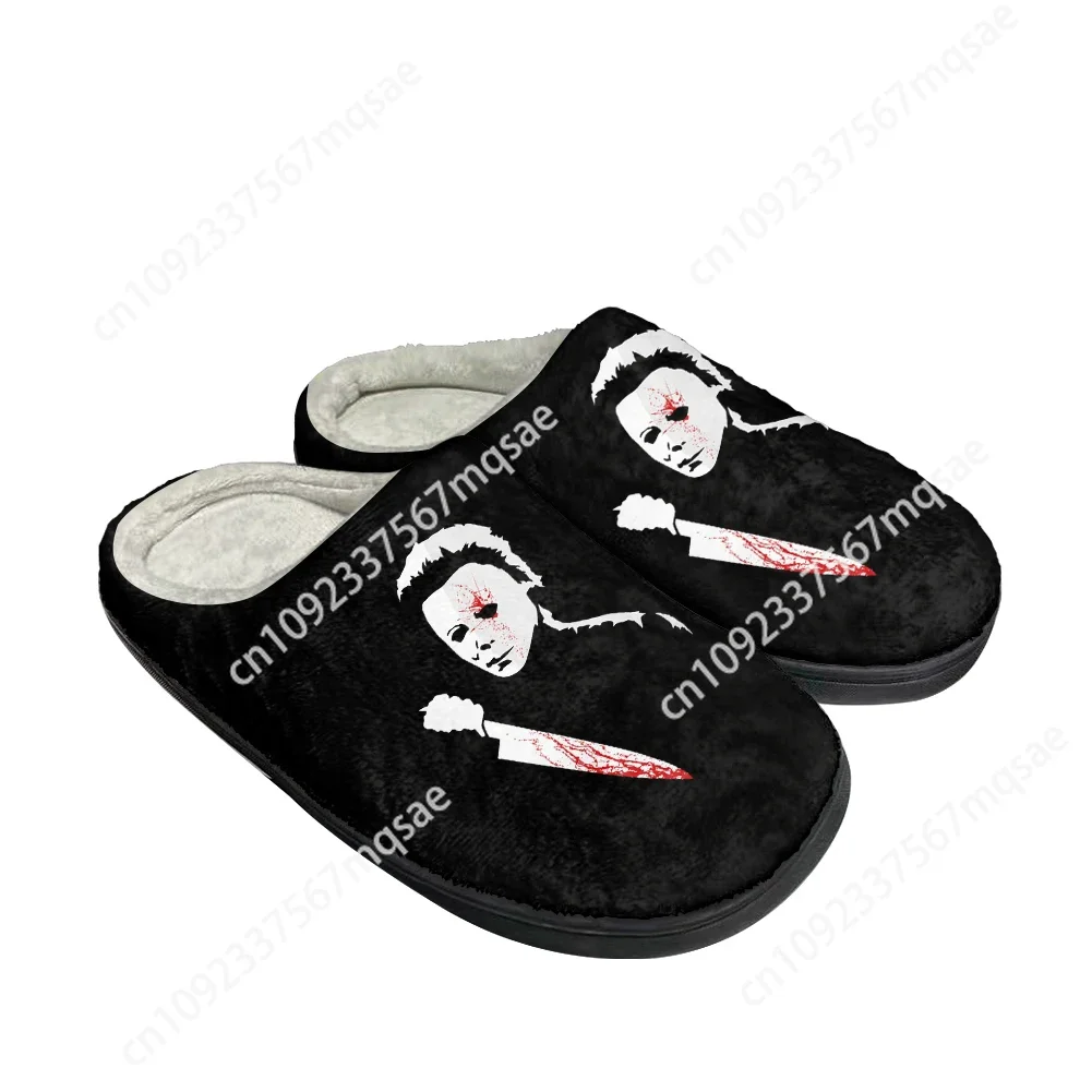 Terreur Michael Myers Katoenen Custom Slippers Heren Dames Sandalen Pluche Casual Houd Warme Schoenen Thermisch Zacht Pluche Antislip Slipper