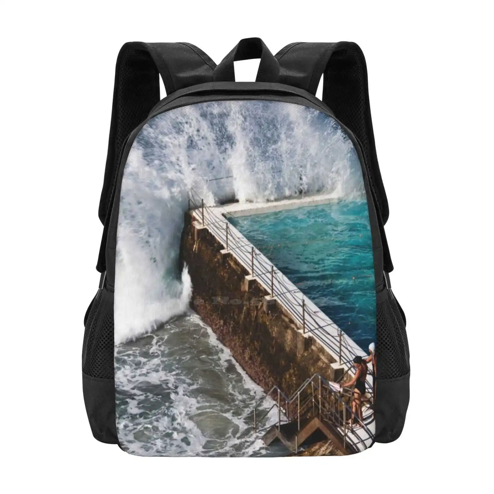 Bondi Beach Splash Hot Sale Backpack Fashion Bags Adriana Glackin Australia Blue Bondi Beach People Pool Splash Nsw Waves