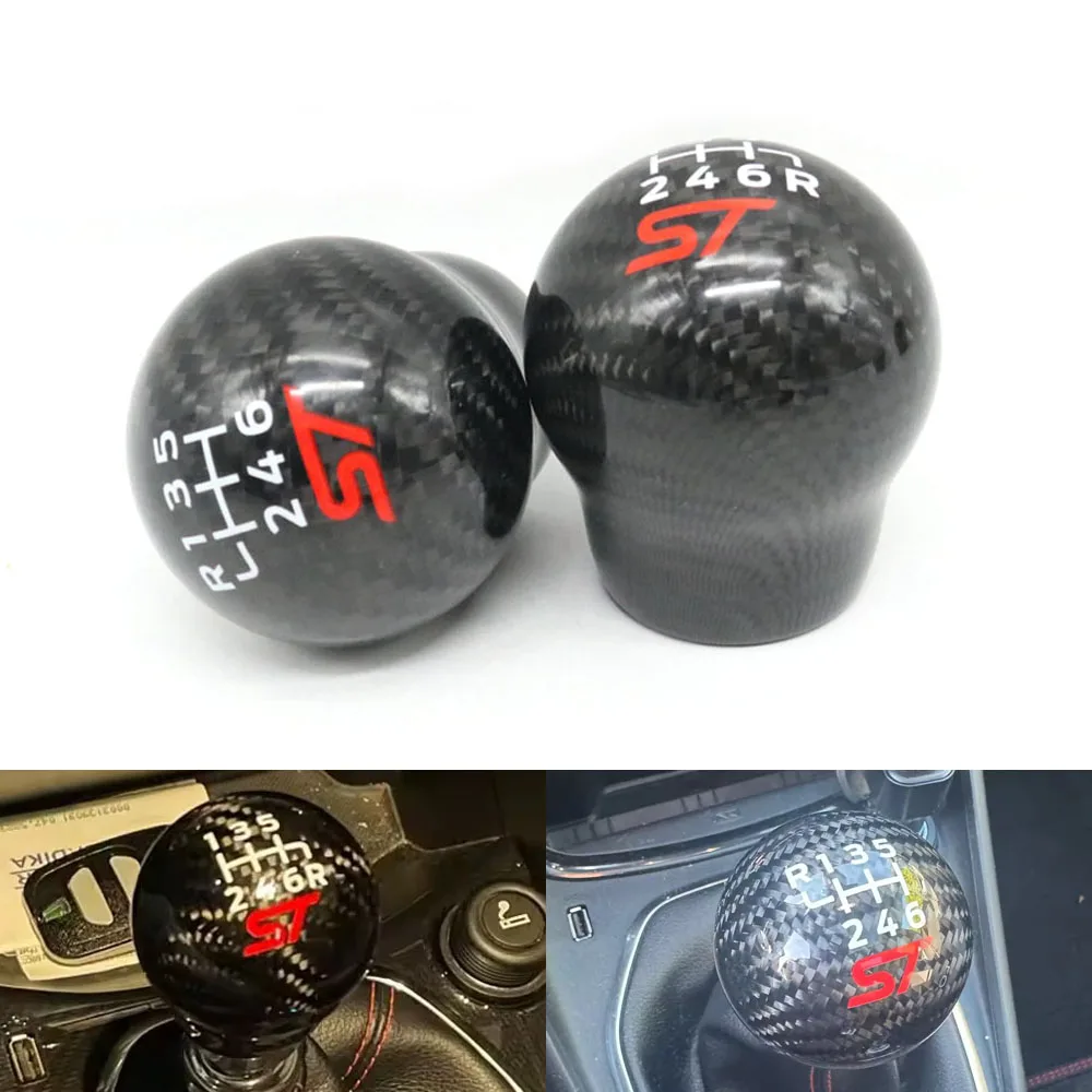 1 PC New 6 Speed Racing ST Real Carbon Fiber Gear Shift Knob Head For Ford Puma RS ST-Line 2019-2024