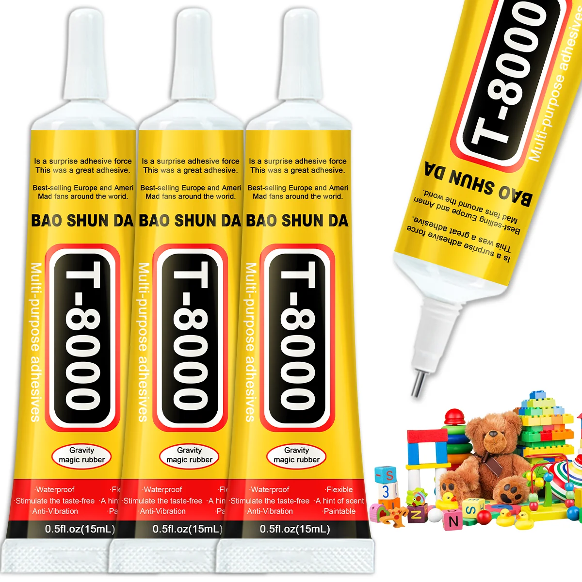 กาวใสแบบสัมผัส JXVX T8000 ใช้สำหรับงาน DIY เครื่องประดับ พลาสติก แก้ว สำหรับโทรศัพท์มือถือ และชิ้นส่วนอิเล็กทรอนิกส์