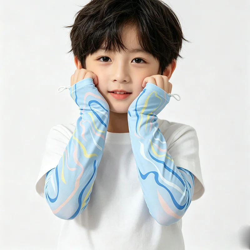 Outdoor Arm Sleeves Children Breathable Adjustable Cuff Anti Slip Sport Arm Sleeves Kids UV Protection Summer Running Arm Cover