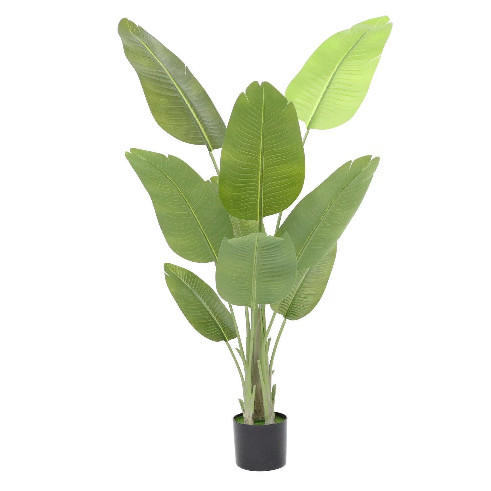 

5 Feet Bird Of Paradise Artificial Plants With Planter, Realistic Banana Shaped Leaves, Silk Faux Floor Plants For Home Office