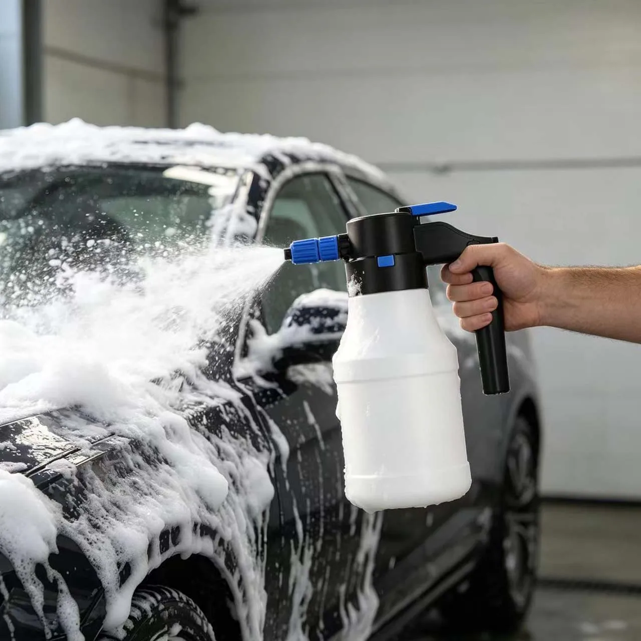 USB-C Charged 1.5L Electric Foam Sprayer Auto Pressurized Handheld Spray with Dual Nozzles for Car Detailing and Yard Work
