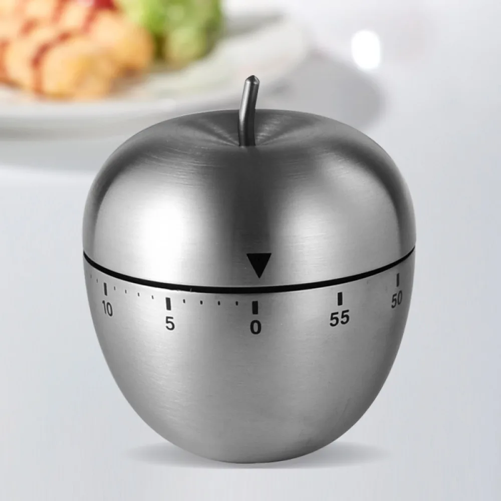 Simple Stainless Steel Kitchen Timer Mechanical Countdown Reminder For Cooking Baking Egg Apple Shape Tool Device