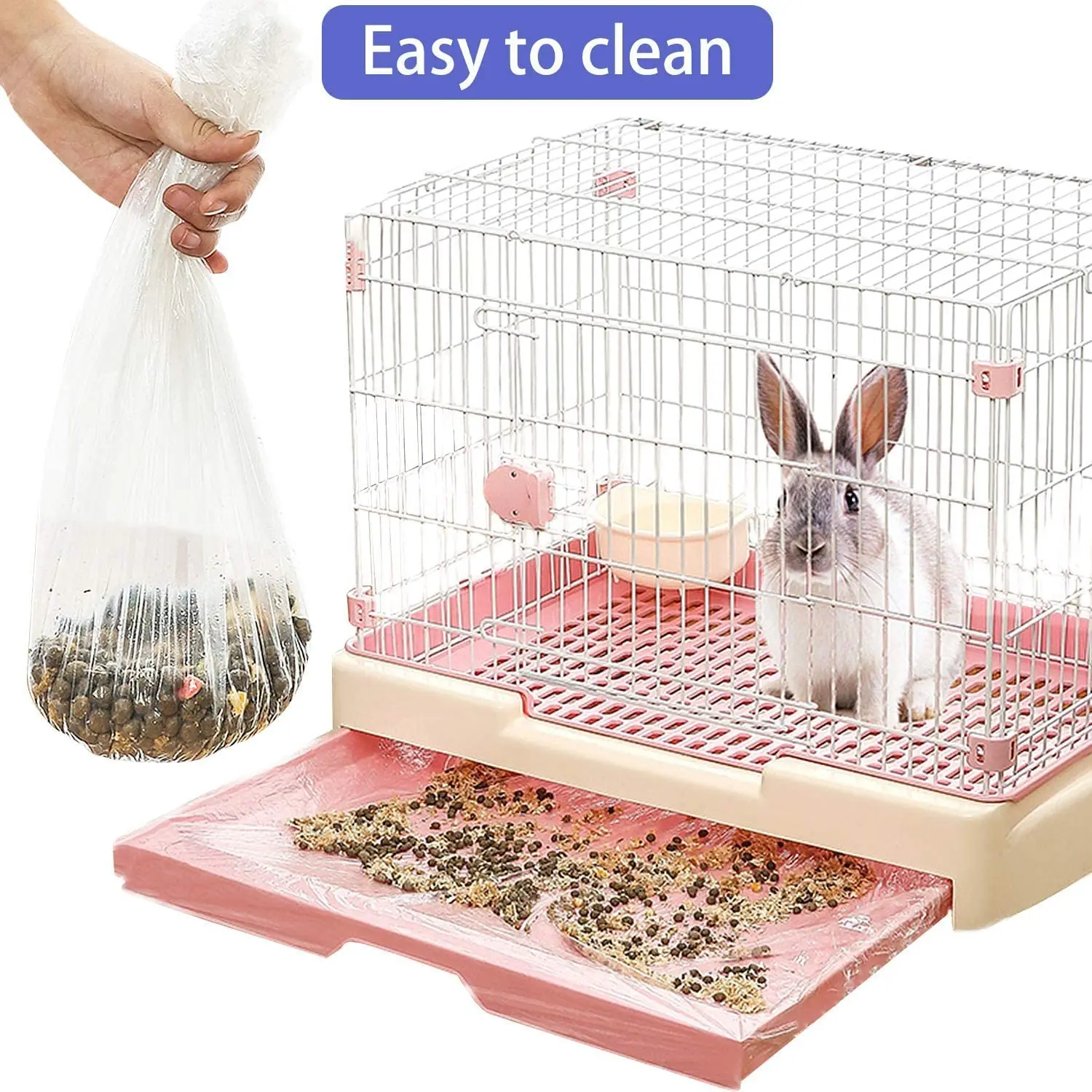 Rabbit Cage Liners Disposable Clear Plastic Bunny Cage Trash Bag Toilet Film for Bunny 50pcs Hamster Totoro Hedgehog and Sm view 2